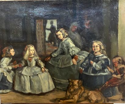  Claude VOLKENSTEIN (1940) 
Copy of the Meninas by Velázquez 
Oil on canvas, located...