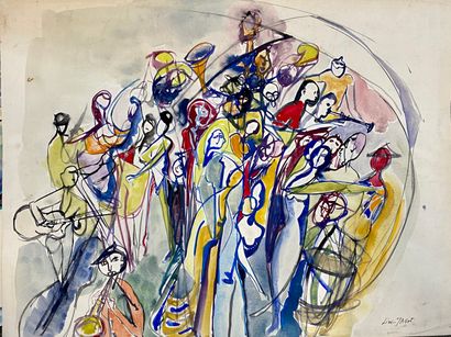 null Geneviève LINÉ JAGOT (1920-2001)

batch of 10 abstract compositions with a crowd...