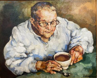  Claude VOLKENSTEIN (1940) 
The breakfast 
Oil on canvas, signed and dated '99 lower...