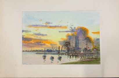 Henri DAVY (1913-1988) 
Lot of 4 watercolors...