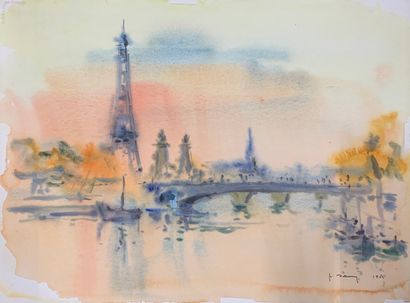  Henri DAVY (1913-1988) 
Ensemble de 4 aquarelles sur le thème de Paris : 
 
Jardin...