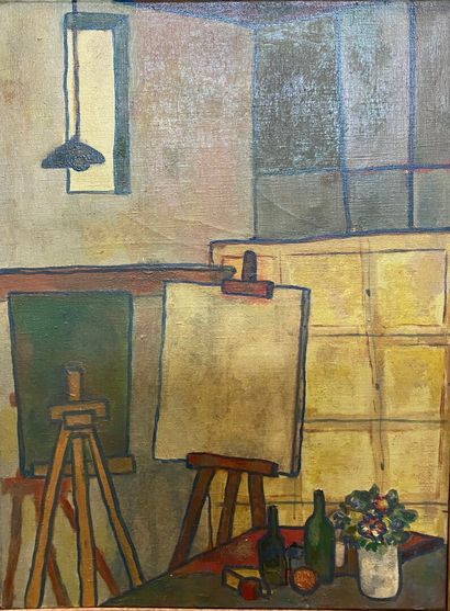  Claude VOLKENSTEIN (1940) 
Atelier Colarossi, rue de la Grande Chaumière. 
Oil on...