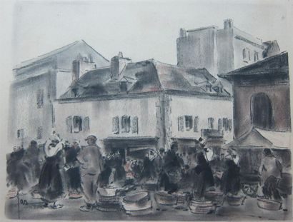 null Robert YAN (Arcachon 1901- 1994), 

Marché à Concarneau

Lithographie, signée...