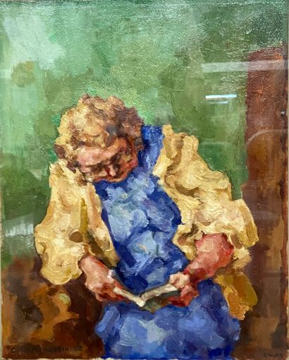 Claude VOLKENSTEIN (1940) 
Four portraits : 
 
- The reading 
Oil on canvas, signed...