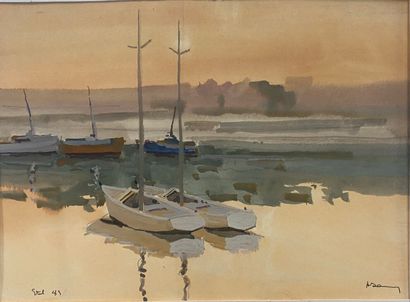 Henri Davy (1913-1988) 
Lot of 4 watercolors...