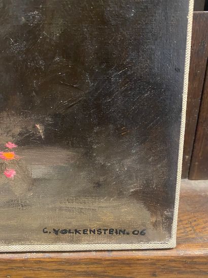  ° Claude VOLKENSTEIN (1940) 
Manger 
Huile sur toile, signée et datée 06 en bas...