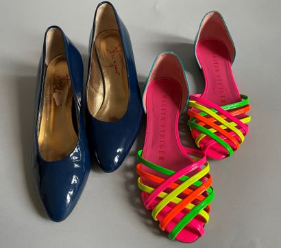 null 
Walter STEIGERS

Lot including a pair of multicolored patent leather sandals...