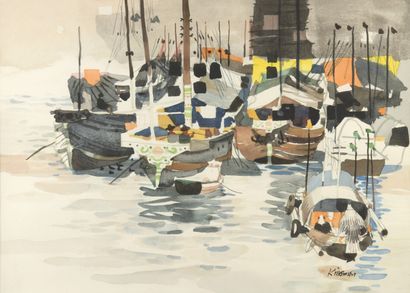 Dong KINGMANN (1911-2000) 
Boats in the port...