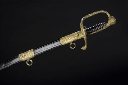 null 
*Naval officer's sword model 1837/1870, chased and gilded brass guard; slightly...