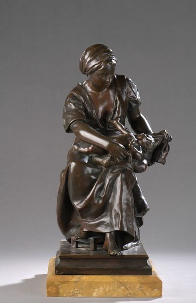 null 
*Pierre Louis DÉTRIER (1822-1897)




Mother and child




Proof in bronze...