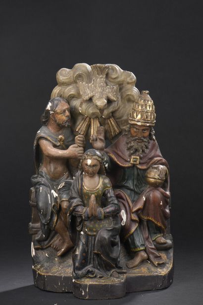null 
*The Coronation of the Virgin in carved wood, polychrome and gilded, carved...