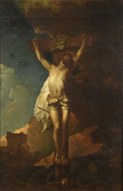 null 
*Ecole FRANCAISE vers 1700, atelier de Charles de LA FOSSE




La Crucifixion




Toile




110...