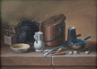 null Ecole FRANCAISE du XXème siècle, suiveur de LELONG

Nature morte à la tasse,...