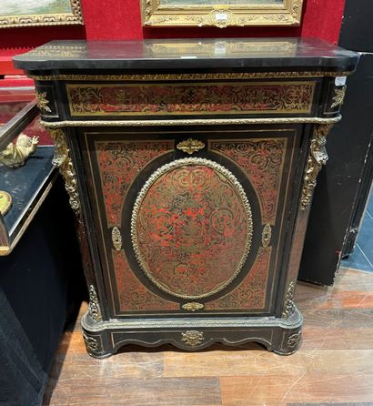 null 
Piece of furniture of between-deux in blackened wood inlaid with scrolls of...