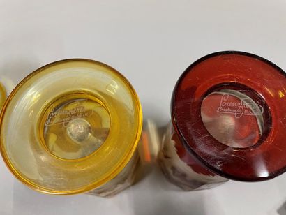 null LORENZ FRERES Bohemian crystal

Two yellow and red tinted crystal glasses with...