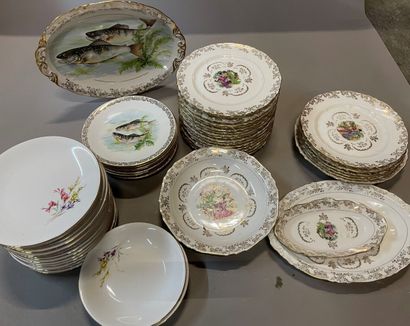 Three parts of a porcelain dinner service...