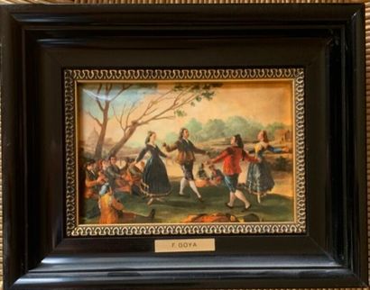 null Lot of framed pieces including :

French school of the 20th century

Galant...