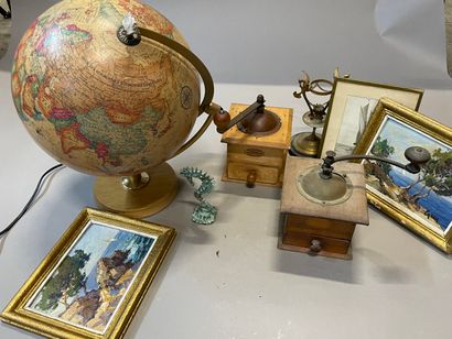 Two boxes of various knick-knacks: world...