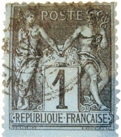 null Timbre 3 FRANCE, émission 1877/1888. N°84 1c noir sur bleu de Prusse, oblitéré....
