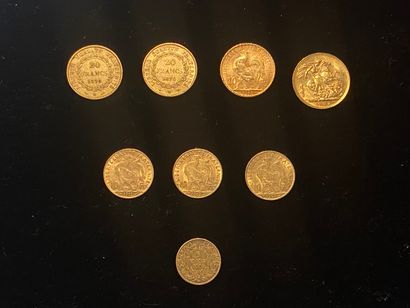 null 
FRANCE - ANGLETERRE




- 3 monnaies de 20 francs en or, dont trois avec Marianne...
