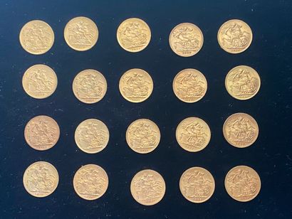 null 
ROYAUME-UNI




20 monnaies de 1 souverain en or, George V




Années : 1911...