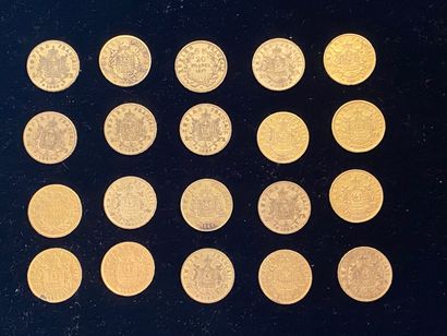 null 
FRANCE - SECOND EMPIRE




20 coins of 20 francs in gold, Napoleon III bare...