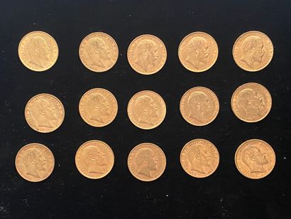 null 
ANGLETERRE 




15 monnaies d’un souverains en or, Roi Edward VII




Années...