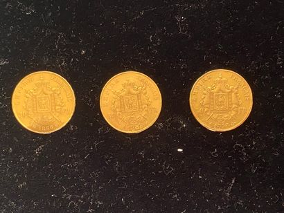 null 
FRANCE




3 monnaies de 50 francs en or, Napoléon III tête nue ou couronnée....