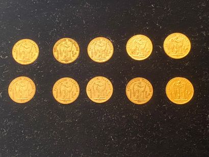 null 
FRANCE - IIIEME REPUBLIQUE




10 monnaies de 20 francs en or, génie de la...