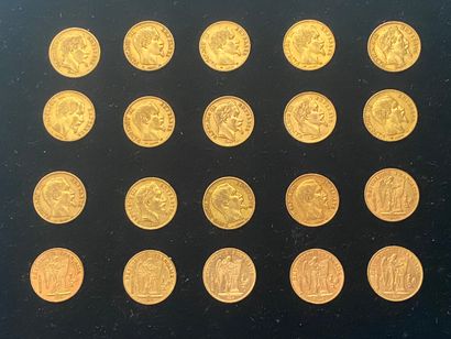 null 
FRANCE




20 monnaies : 




-14 monnaies de 20 francs en or, Second Empire,...
