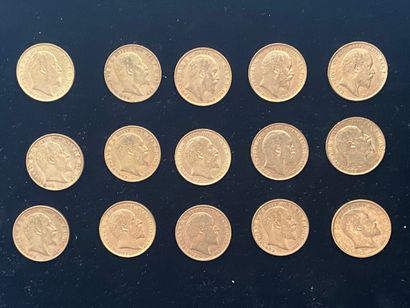 null 
ANGLETERRE 




15 monnaies d’un souverains en or, Roi Edward VII




Années...