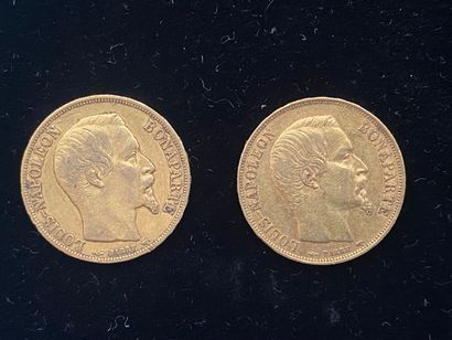  FRANCE 
20 monnaies : 
-14 monnaies de 20 francs en or, Second Empire, Napoléon...