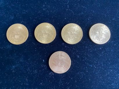 null 
ETATS-UNIS




5 monnaies de 20 dollars en or 




- Liberty Head




Années...