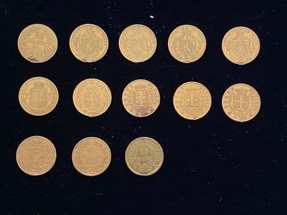 null 
Lot de 13 monnaies de 20 francs en or Union Latine et pays divers. 




- Belgique,...