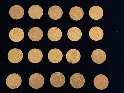 null 
FRANCE - SECOND EMPIRE




20 monnaies de 10 francs en or, Napoléon III tête...