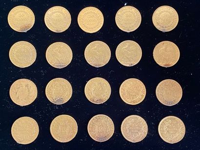 null 
FRANCE




20 monnaies de 20 francs en or, Napoléon III, Cérès, Marianne et...