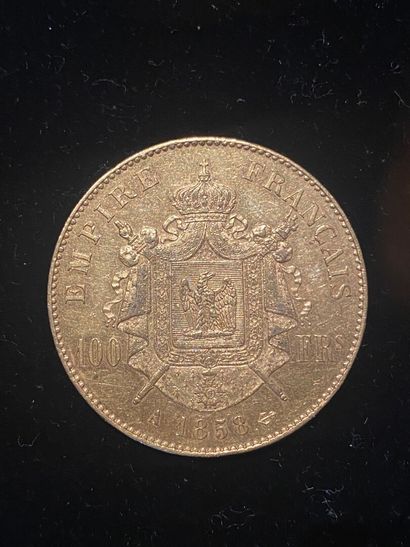 null 
FRANCE 




1 monnaie de 100 francs en or, Napoléon III tête nue, 1858.




Chocs.





Poids...