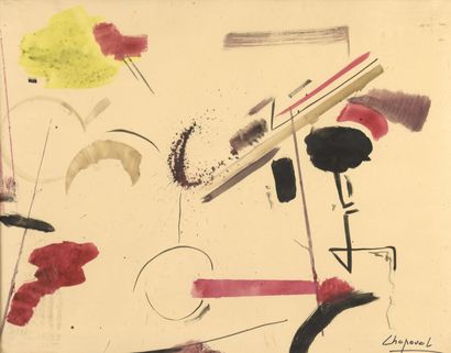 null 
Yula CHAPOVAL			




(Kiev 1919 - 1951 Paris)




Composition abstraite


Encre...