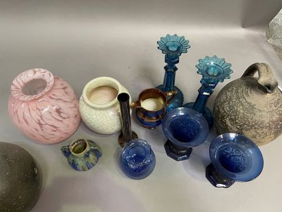 null Lot of vases, candlesticks, jugs: glass, stoneware, ceramic, pitcher in Jersey...