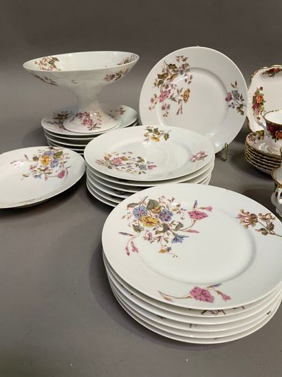 null LIMOGES, part of table service with flowers decoration including about : 12...