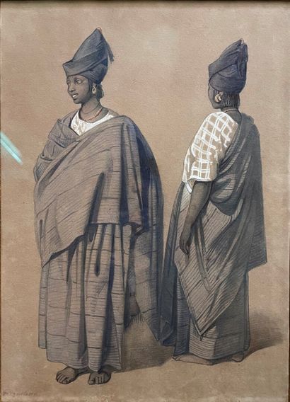 null École orientaliste du début du XXe siècle

Deux femmes drapées 

Aquarelle,...