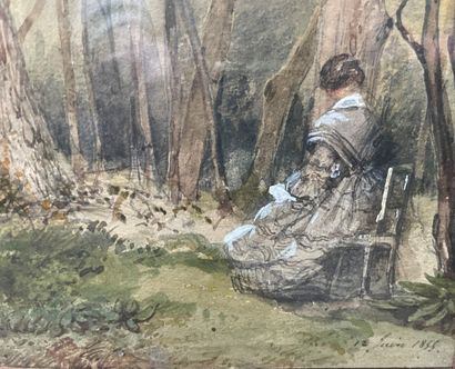 null École française du XIXe siècle

Femme assise en forêt 

Gouache et aquarelle...