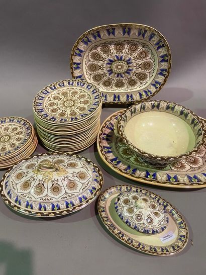 Part of earthenware table service with beige...