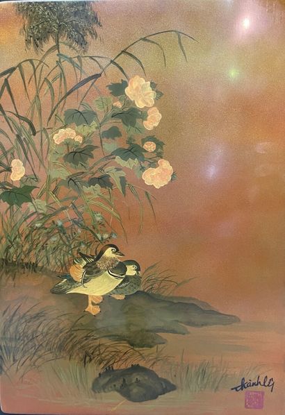 null Nguyen THÀNH LÊ (1919-2003), Vietnam, mid 20th century. 

Ducks at the water's...