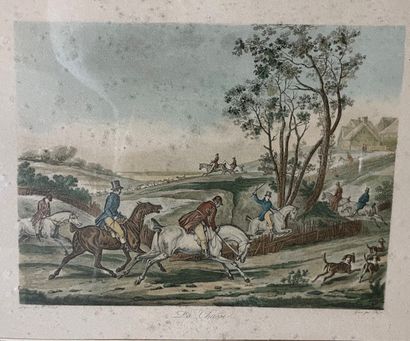 Set of four engravings on the theme of hunting...