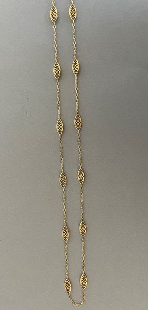 Yellow gold neck chain, forçat link cut with...