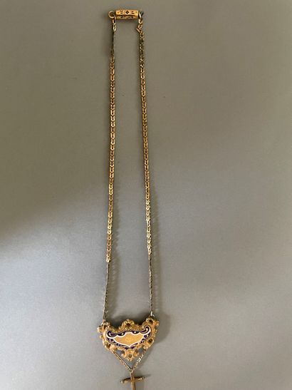 null Antique necklace in gilded metal partly enamelled. 

Around 1830.