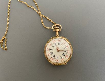 null Collar watch, the yellow gold case engraved with a monogram (R.B) and bordered...