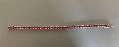 null Bracelet line of 41 brilliant cut rubies on white gold.

Total weight of the...