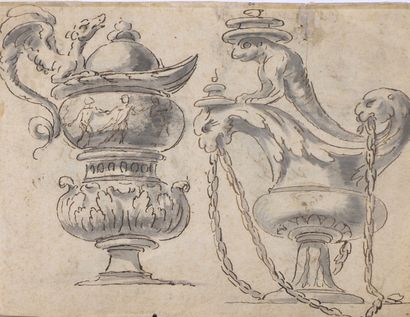 null ITALIAN school of the 18th century

Study of antique vases with salamanders

Pen...